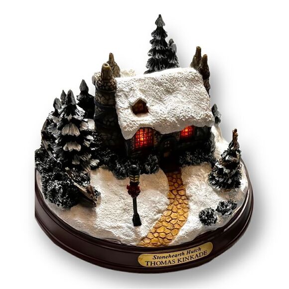 NIB THOMAS KINKADE MEMORIES OF HOME LIGHTED COTTAGE  "STONEHEARTH HUTCH" LIGHTED - Picture 4 of 14